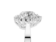 Heart Cut Diamond Halo Ring Set in Platinum with Round Halo and Smooth Solitaire Band