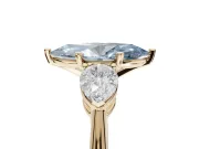 Marquise 3-Stone Engagement Ring Setting for a Fancy Blue Lab-Grown Diamond | Yellow Gold