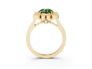 Round Milgrain Cluster Halo Engagement Ring Setting for a Fancy Green Lab-Grown Diamond | Plain Band | Yellow Gold