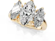 Marquise Three Stone Engagement Ring Setting | Large Side Stones | Yellow Gold
