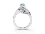 Pear-Shaped Bypass Hidden Halo Engagement Ring Setting for a Fancy Blue Lab-Grown Diamond | Graduated Pavé | Platinum