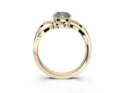 Cushion Cut Bypass Solitaire Engagement Ring Setting for a Fancy Green Lab-Grown Diamond | Pavé Strands | Yellow Gold
