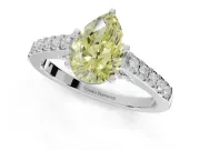 Pear-Shaped Pavé Solitaire Engagement Ring Setting for a Fancy Yellow Lab-Grown Diamond | Crossover Gallery | White Gold