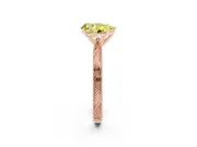 Fancy Yellow Pear Cut Diamond Solitaire Milgrain Engraved Band Set in Rose gold with Prong Setting