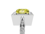 Princess Cut Milgrain Halo Engagement Ring Setting for a Fancy Yellow Lab-Grown Diamond | Side Stones | Sterling Silver