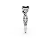 Asscher Cut Twisted Pavé Engagement Ring Setting for a Black Center | Split Shank | White Gold