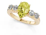 Pear-Shaped 5 Stone Engagement Ring Setting for a Fancy Yellow Lab-Grown Diamond | Yellow Gold