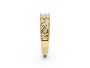 Round Lab-Grown Diamond Vintage Twisted Openwork Wedding Band | Milgrain Edges | Yellow Gold