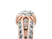 Heart Cut Diamond Vintage-Inspired Milgrain Ring Set in Rose gold with Accent Split Shank