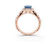 Cushion Cut Leaf Halo Engagement Ring Setting for a Fancy Blue Lab-Grown Diamond | Bezel Accents | Rose Gold
