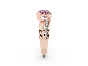 Heart-Shaped Graduated Bypass Engagement Ring Setting for a Fancy Pink Lab-Grown Diamond | Rose Gold