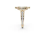 Marquise Halo Engagement Ring Setting for a Fancy Yellow Lab-Grown Diamond | Graduated Channel Band | Yellow Gold