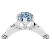 Fancy Blue Marquise Cut Diamond Solitaire Twisted Band Ring Set in White gold with Accent Stones and Prong Setting