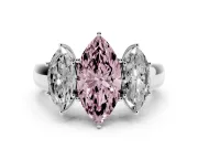 Marquise 3 Stone Engagement Ring Setting for a Fancy Pink Lab-Grown Diamond | Sterling Silver