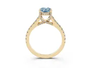Oval Hidden Halo Pave Engagement Ring Setting for a Fancy Blue Lab-Grown Diamond | Claw Prongs | Yellow Gold
