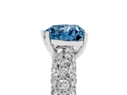 Heart-Shaped Close Set Pave Engagement Ring Setting for a Fancy Blue Lab-Grown Diamond | Multi Row | Sterling Silver