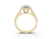 Radiant Cut Pavé Engagement Ring Setting | Wide Three-Row Band | Yellow Gold