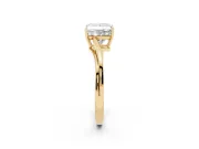 Princess Cut Bypass Solitaire Engagement Ring Setting | Plain Polished Band | Yellow Gold