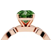 Cushion Cut Vintage Milgrain Engagement Ring Setting for a Fancy Green Lab-Grown Diamond | Rose Gold
