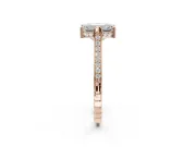 Emerald Cut Vintage Cathedral Engagement Ring Setting | Carved Band | Rose Gold
