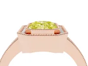 Radiant Cut Milgrain Halo Engagement Ring Setting for a Fancy Yellow Lab-Grown Diamond | Pave Band | Rose Gold