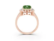 Princess Cut Scalloped Cluster Halo Engagement Ring Setting for a Fancy Green Lab-Grown Diamond | Plain Band | Rose Gold