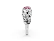 Fancy Pink Heart Cut Diamond Leaf-Inspired Engagement Ring Set in Platinum with Round Accents