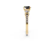 Round Three-Stone Pavé Engagement Ring Setting for a Black Center | Round Side Stones | Yellow Gold
