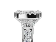 Asscher Cut Halo Side Cluster Engagement Ring Setting | Graduated Channel Band | Sterling Silver