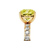 Cushion Cut Pavé Solitaire Engagement Ring Setting for a Fancy Yellow Lab-Grown Diamond | Single Row Band | Yellow Gold