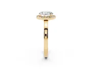 Round Cut Diamond Halo Ring Set in Yellow gold with Solitaire Band and Prong Setting