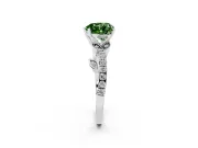 Fancy Green Heart Cut Diamond Solitaire Leaf-Inspired Ring Set in Platinum with Pavé Band and Prong Setting