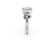 Radiant Cut Floral Halo Engagement Ring Setting | Leaf Shoulders | White Gold