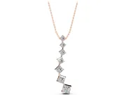 Princess Cut Lab-Grown Diamond Graduated Curve Drop Necklace | Set on Point | Rose Gold
