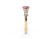 Round 5 Stone Engagement Ring Setting for a Fancy Pink Lab-Grown Diamond | Yellow Gold