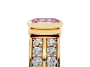 Emerald Cut Half Bezel Engagement Ring Setting for a Fancy Pink Lab-Grown Diamond | Channel Band | Yellow Gold