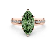 Marquise Channel Set Engagement Ring Setting for a Fancy Green Lab-Grown Diamond | Rope Collar | Rose Gold