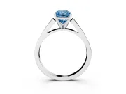 Fancy Blue Radiant Cut Diamond Solitaire Engagement Ring Set in Silver with Prong Setting and Tapered Band