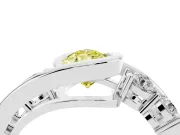 Fancy Yellow Pear Cut Diamond Bezel Bypass Ring Set in White gold with Round Accents