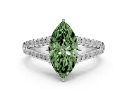 Marquise Graduated Split Shank Engagement Ring Setting for a Fancy Green Lab-Grown Diamond | Sterling Silver