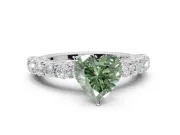 Heart-Shaped Shared Prong Engagement Ring Setting for a Fancy Green Lab-Grown Diamond | White Gold