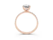 Radiant Cut Diamond Solitaire Ring Set in Rose gold with Round Pavé Band and Prong Setting