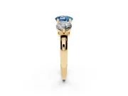 Round Three Stone Engagement Ring Setting for a Fancy Blue Lab-Grown Diamond | Large Round Side Stones | Yellow Gold