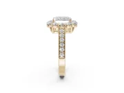 Radiant Cut Vintage Halo Engagement Ring Setting | Milgrain Channel Band | Yellow Gold