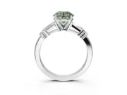 Round Tapered Baguette Engagement Ring Setting for a Fancy Green Lab-Grown Diamond | White Gold