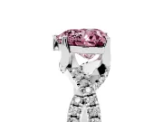 Heart-Shaped Twisted Pave Engagement Ring Setting for a Fancy Pink Lab-Grown Diamond | Split Shank | Sterling Silver