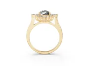 Pear-Shaped Cluster Halo Engagement Ring Setting for a Black Center | Yellow Gold