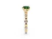 Fancy Green Heart Cut Diamond Solitaire Ring Set in Yellow gold with Bezel-Set Accents on Beaded Band and Prong Setting