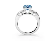 Round Five Stone Engagement Ring Setting for a Fancy Blue Lab-Grown Diamond | Prong Set Side Stones | Sterling Silver