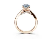 Round Pavé Solitaire Engagement Ring Setting for a Fancy Blue Lab-Grown Diamond | Crossover Gallery | Rose Gold